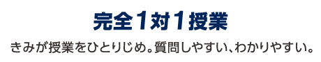 完全１対１授業：きみが授業をひとりじめ。質問しやすい、わかりやすい。