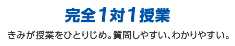 完全１対１授業：私が授業をひとりじめ。質問しやすい、わかりやすい。