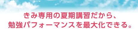 きみ専用の夏期講習だから、勉強パフォーマンスを最大化できる。