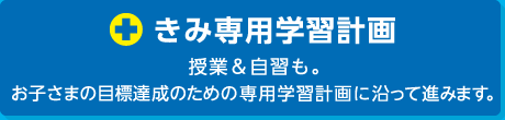 きみ専用学習計画：授業＆自習も。お子さまの目標達成のための専用学習計画に沿って進みます。